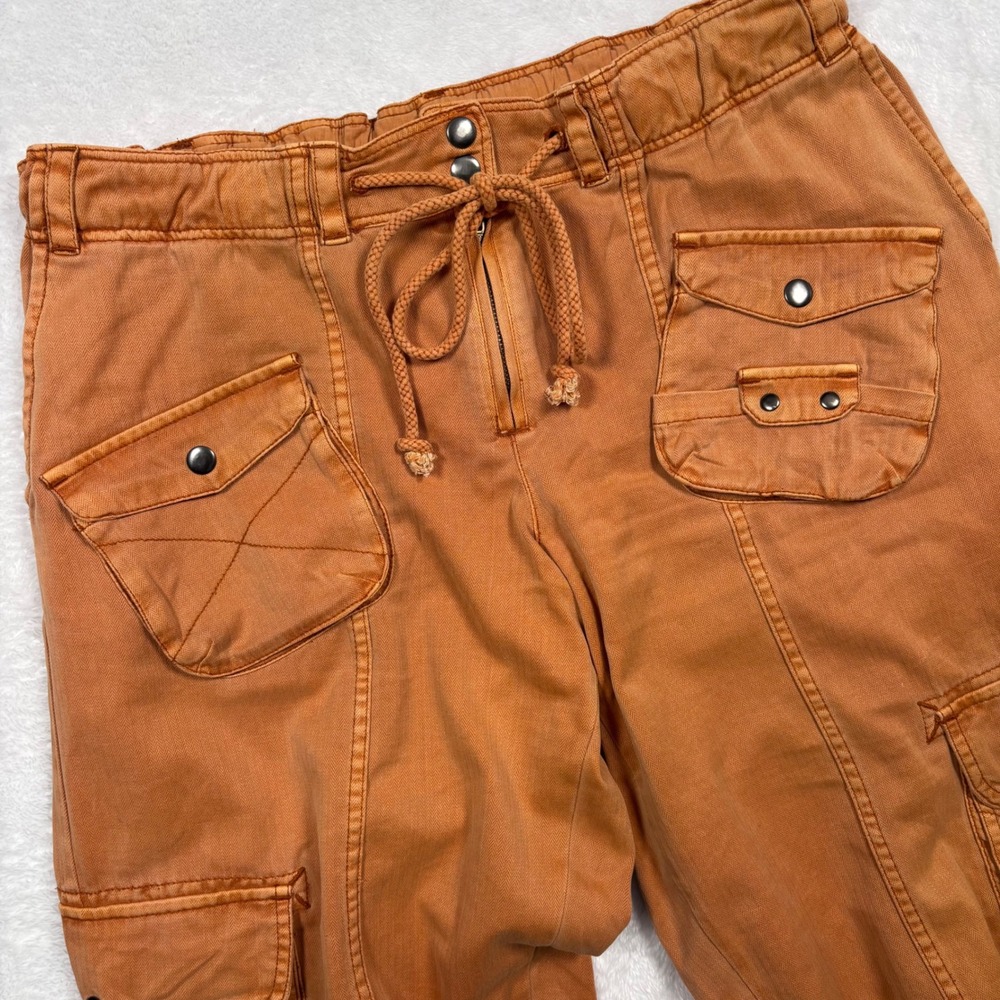 Free People Cargo Tahiti Pant Women L Rust Orange Utility Wide Leg Cropped Baggy - Picture 3 of 16